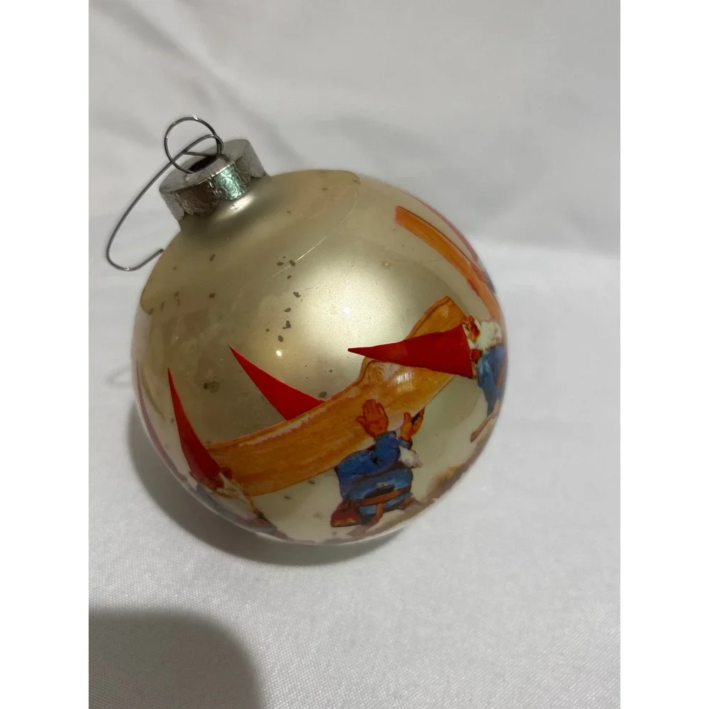 Vintage 1976 The Gnomes Collection American Greeting Glass Christmas Ornament 3